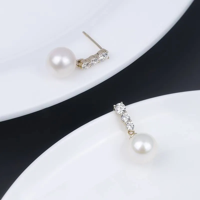 Radiant Zirconia Pearl Drop Earrings - Timeless Elegance Beauty