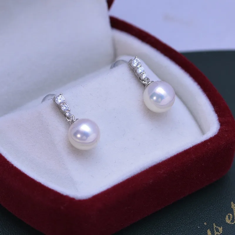 Radiant Zirconia Pearl Drop Earrings - Timeless Elegance Beauty