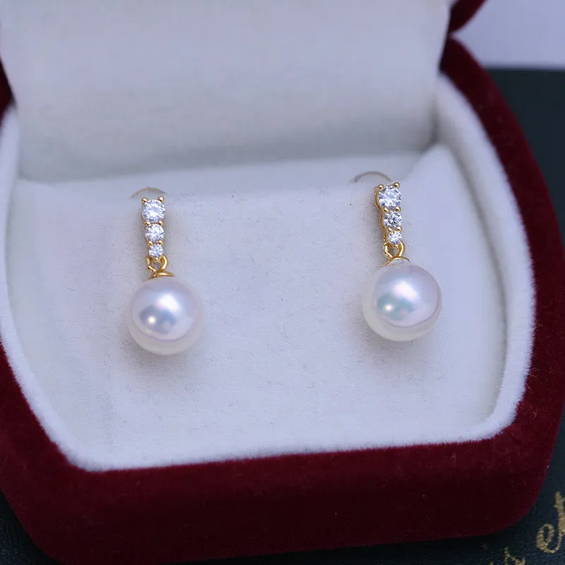 Radiant Zirconia Pearl Drop Earrings - Timeless Elegance Beauty