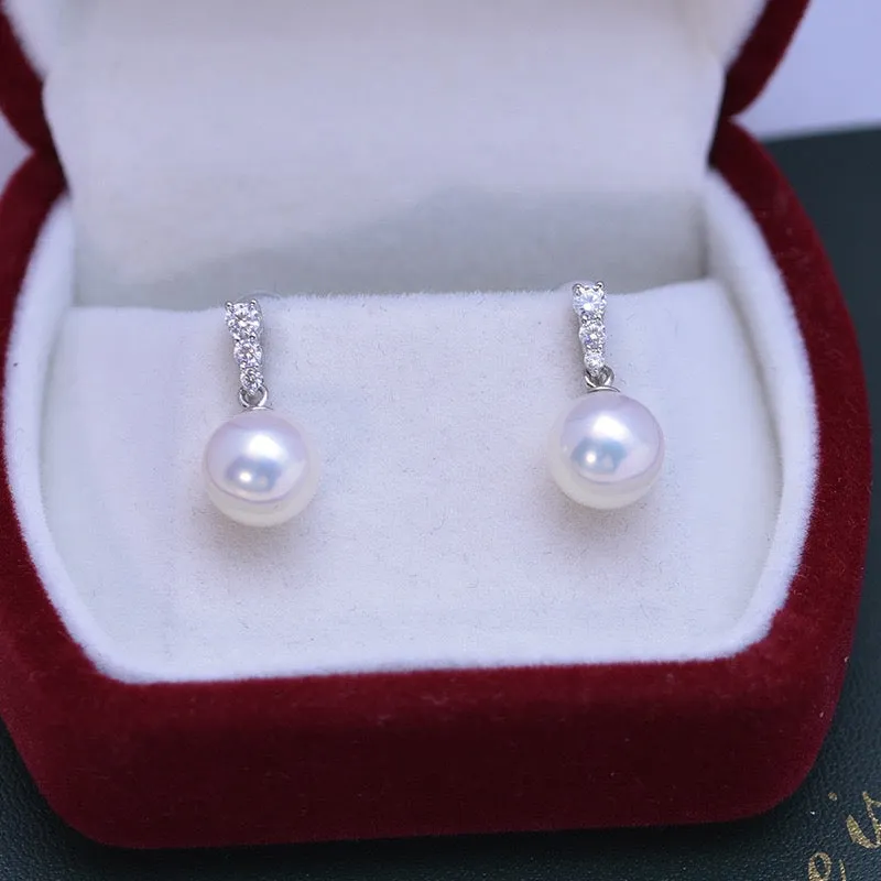 Radiant Zirconia Pearl Drop Earrings - Timeless Elegance Beauty