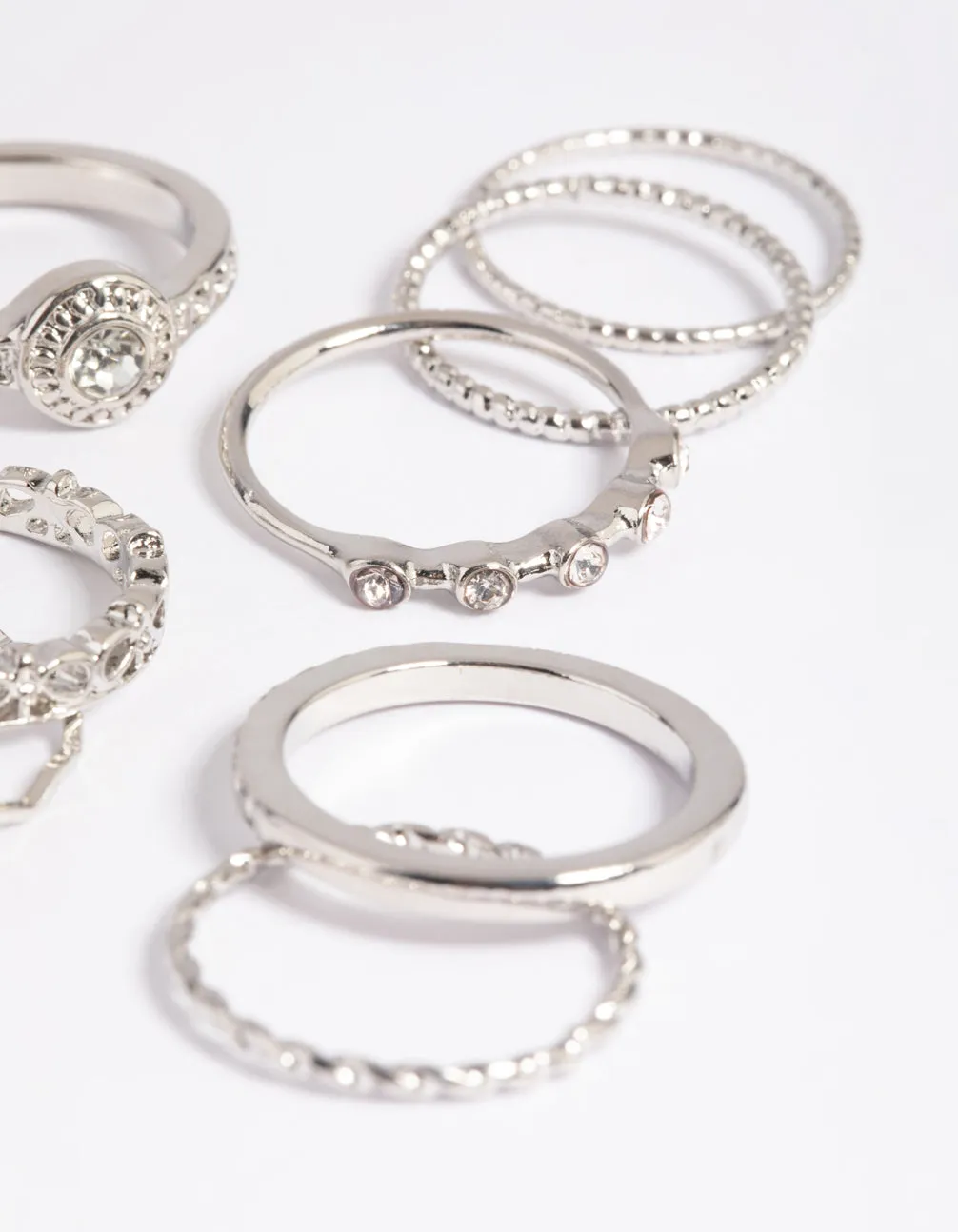 Rhodium Classic Ring Stack Pack