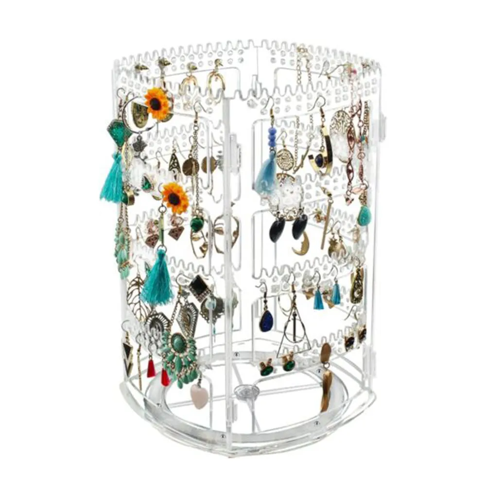 Rotatable Earring Holder Organizer Foldable Necklace Organizer Jewelry Holder Earring Display Stand