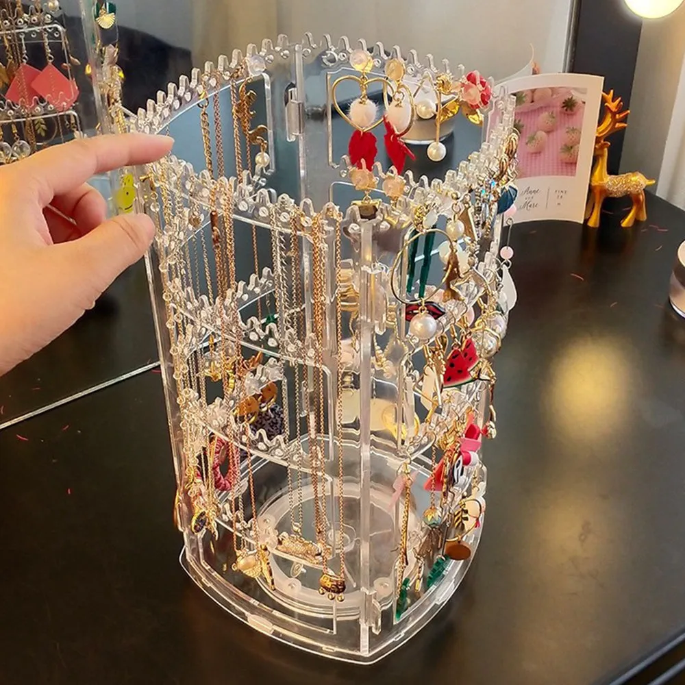 Rotatable Earring Holder Organizer Foldable Necklace Organizer Jewelry Holder Earring Display Stand
