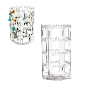 Rotatable Earring Holder Organizer Foldable Necklace Organizer Jewelry Holder Earring Display Stand