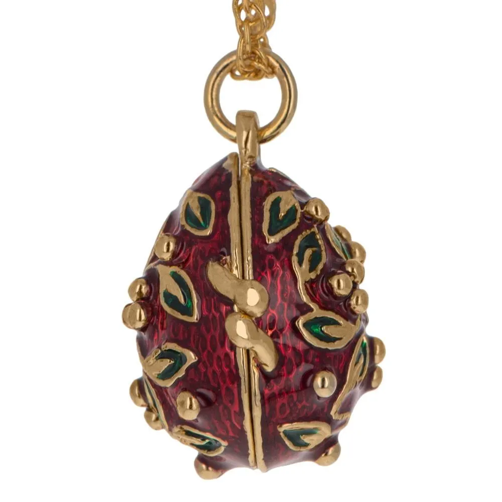 Royal Ladybug: Red Egg Pendant Necklace with Charm