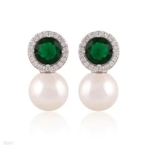 ROYAL ROUND GREEN PEARL EARRINGS