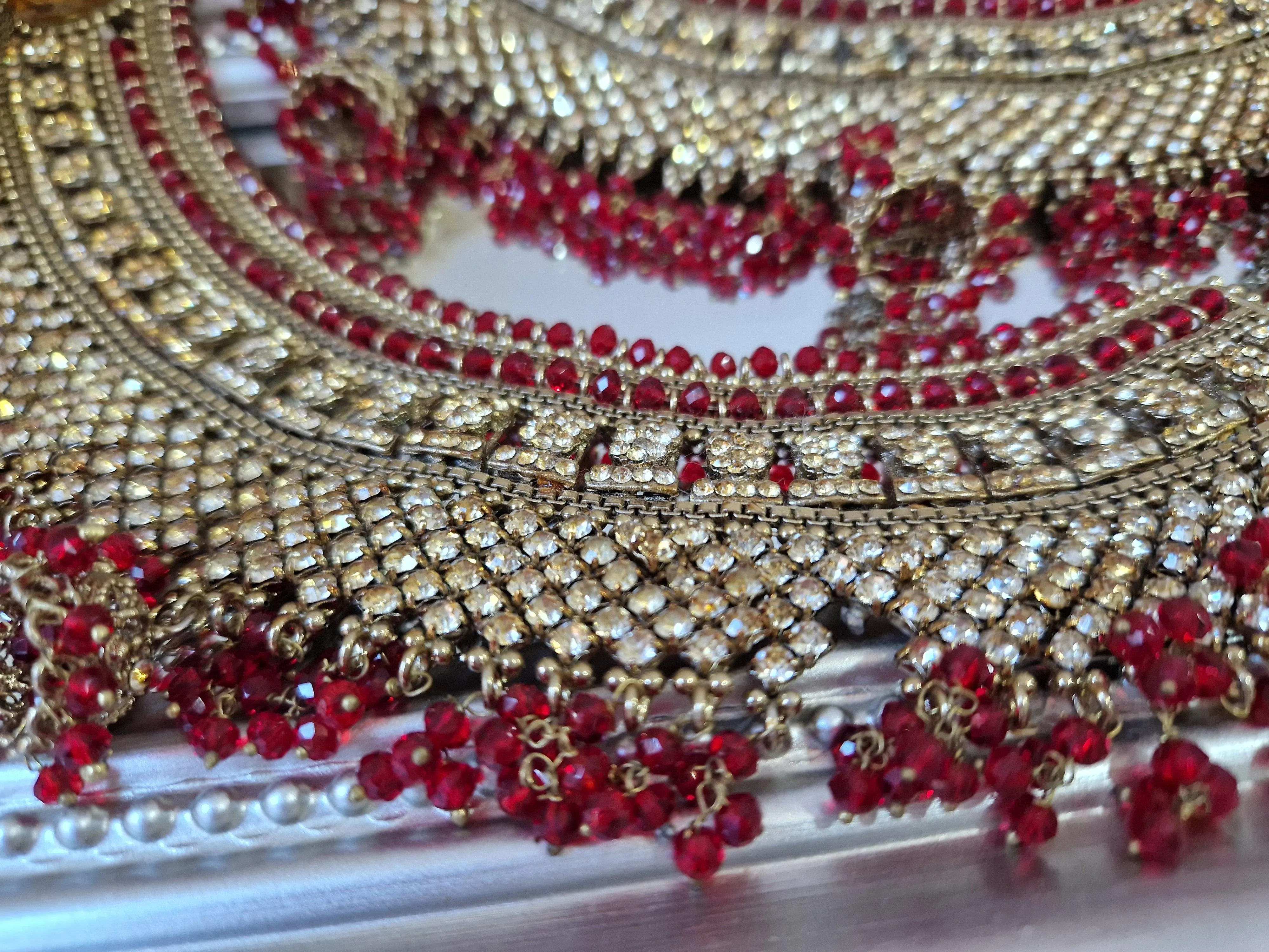 Royal Shaadi Antique Gold & Red & Gold Stone Anklets (slight fault)