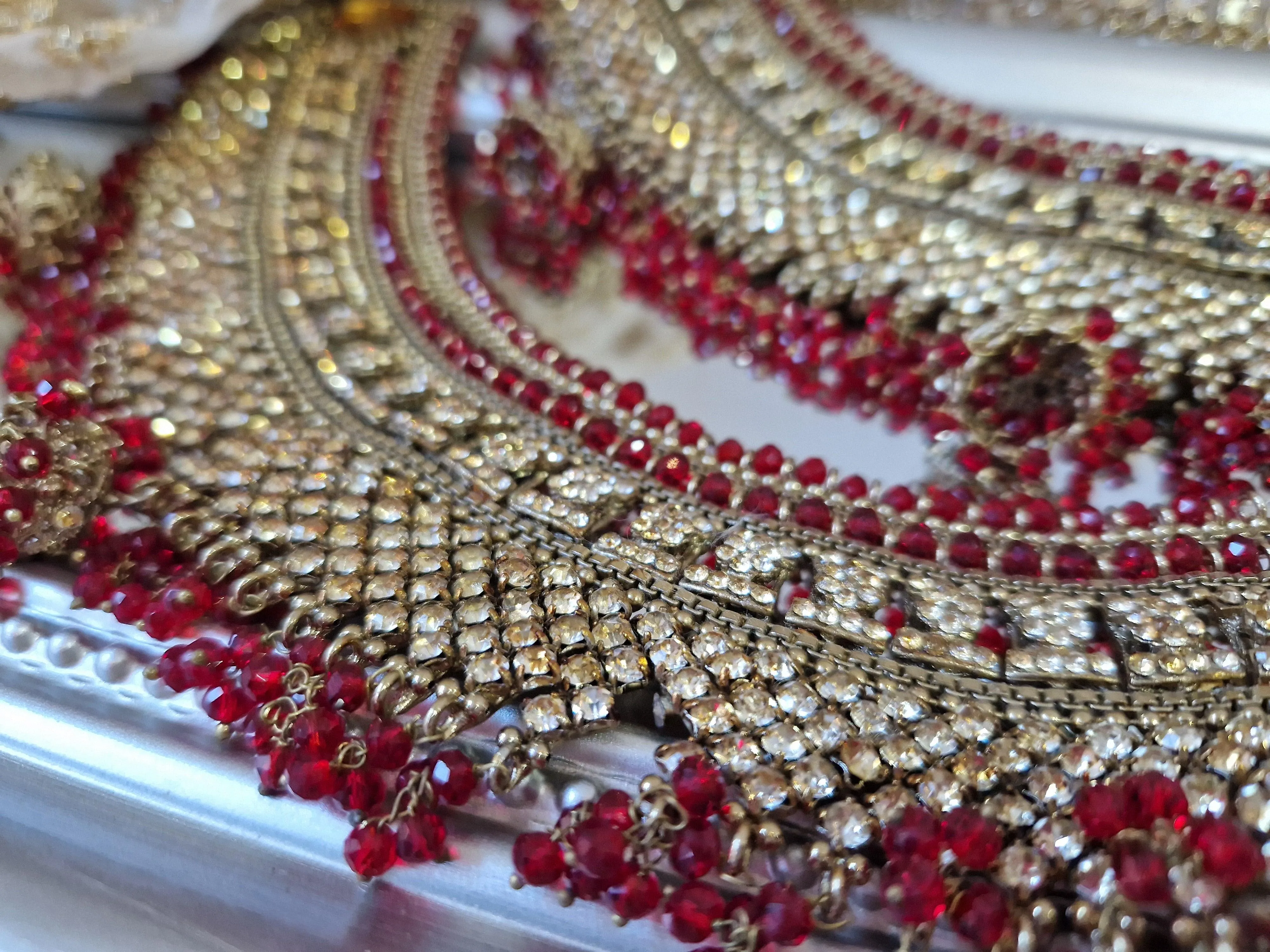 Royal Shaadi Antique Gold & Red & Gold Stone Anklets (slight fault)