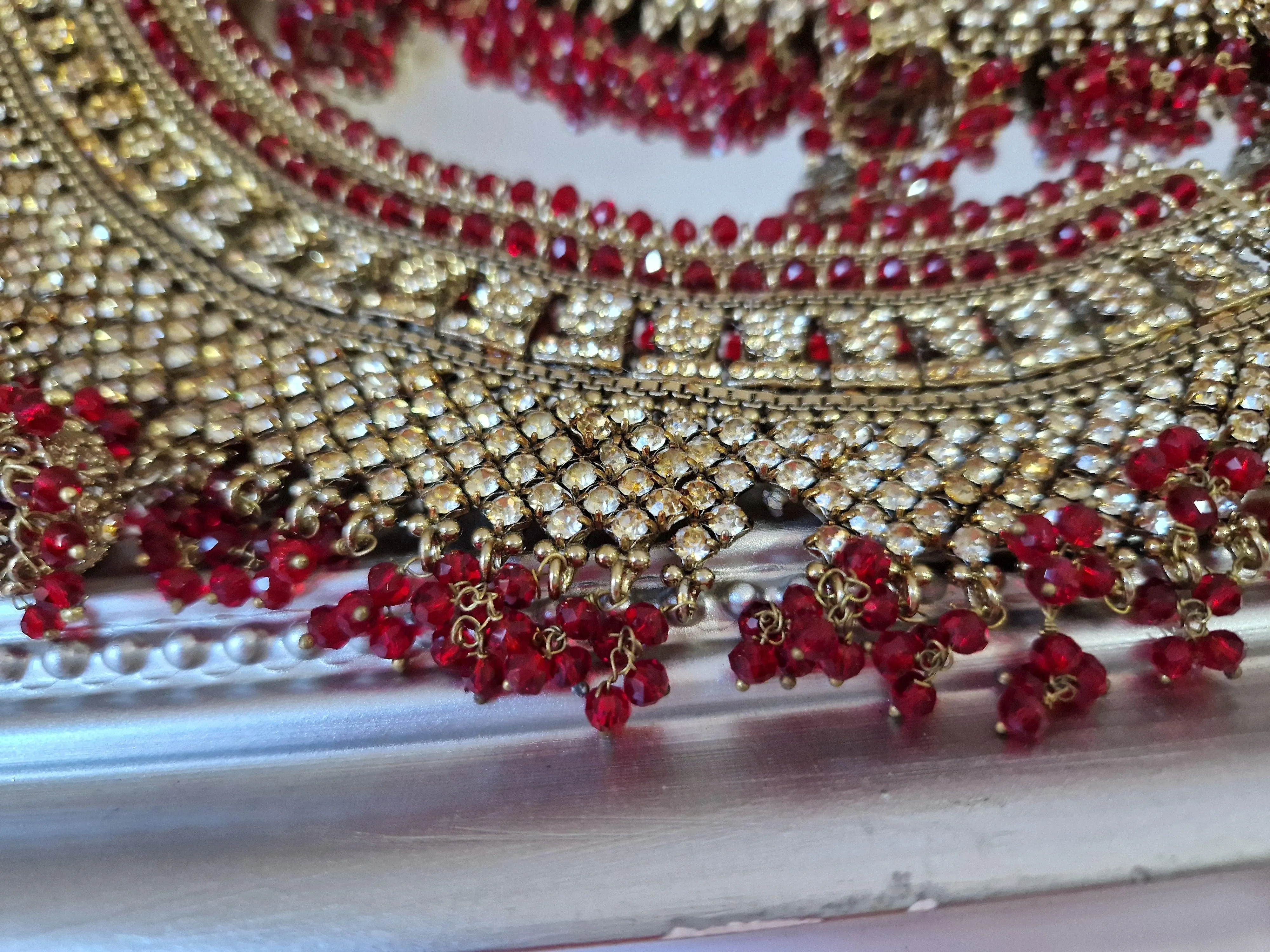Royal Shaadi Antique Gold & Red & Gold Stone Anklets (slight fault)