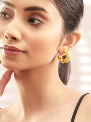 Rubans Voguish Sleek Gold-Plated Hoop Earrings