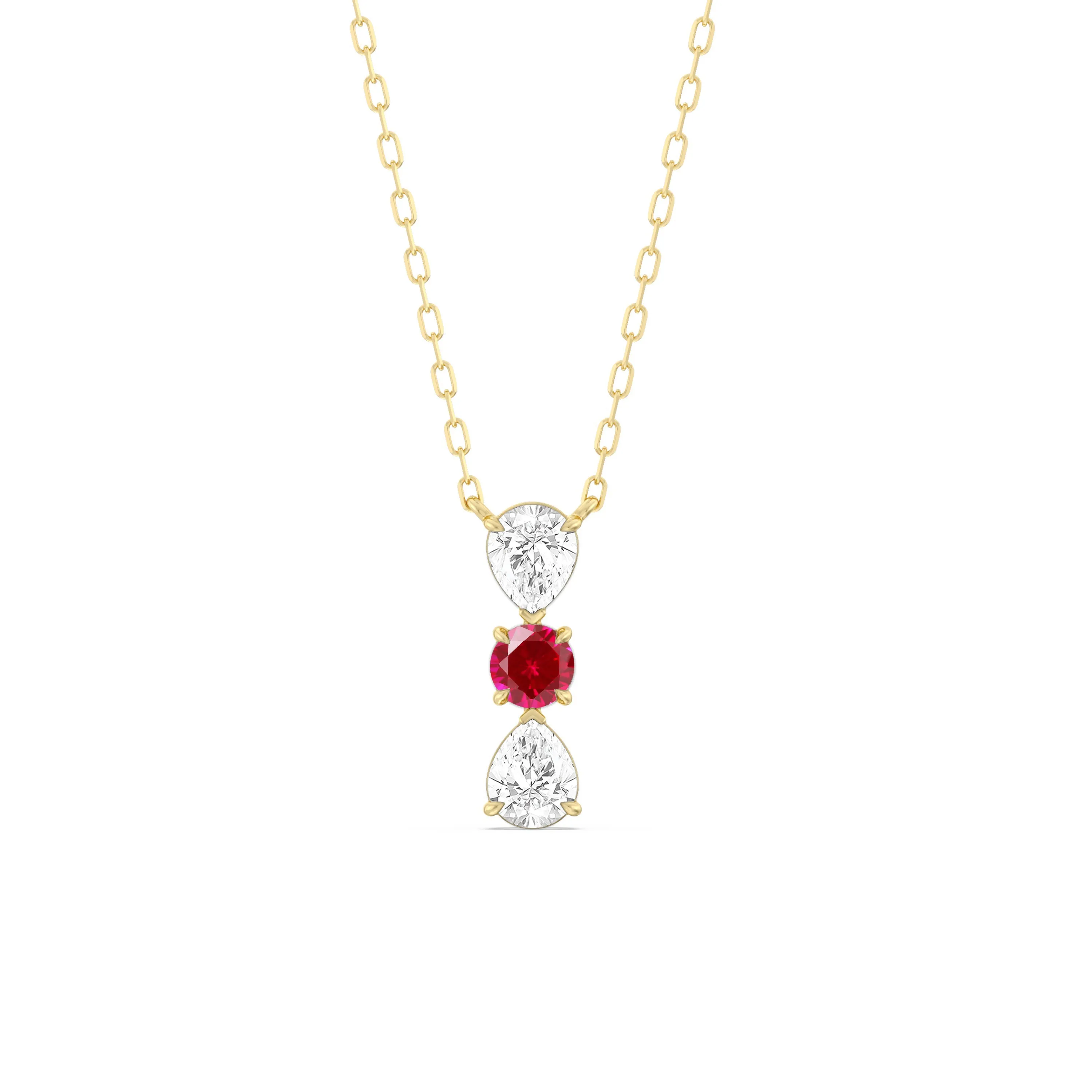 Ruby and Diamond Shimmering Cascade Necklace