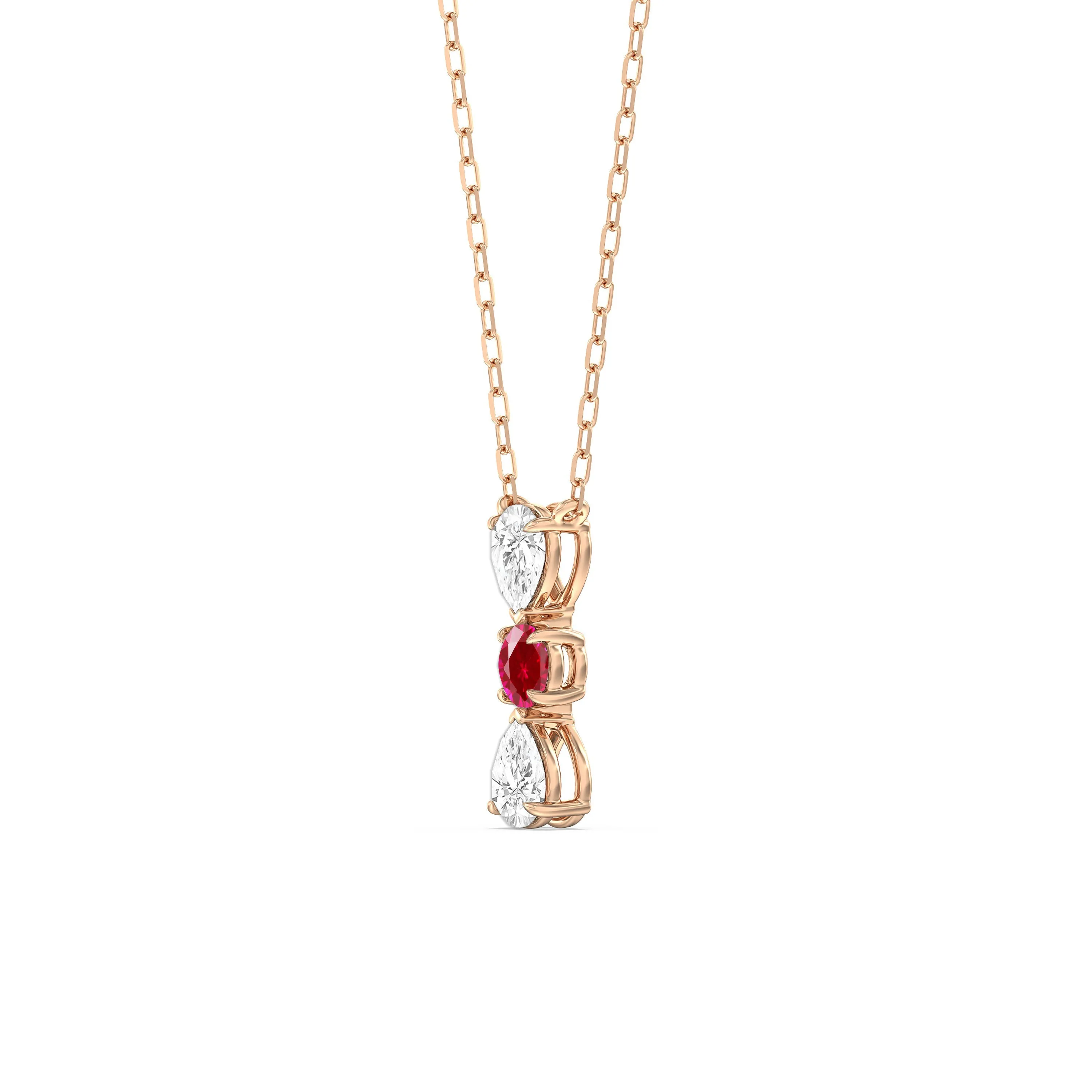 Ruby and Diamond Shimmering Cascade Necklace