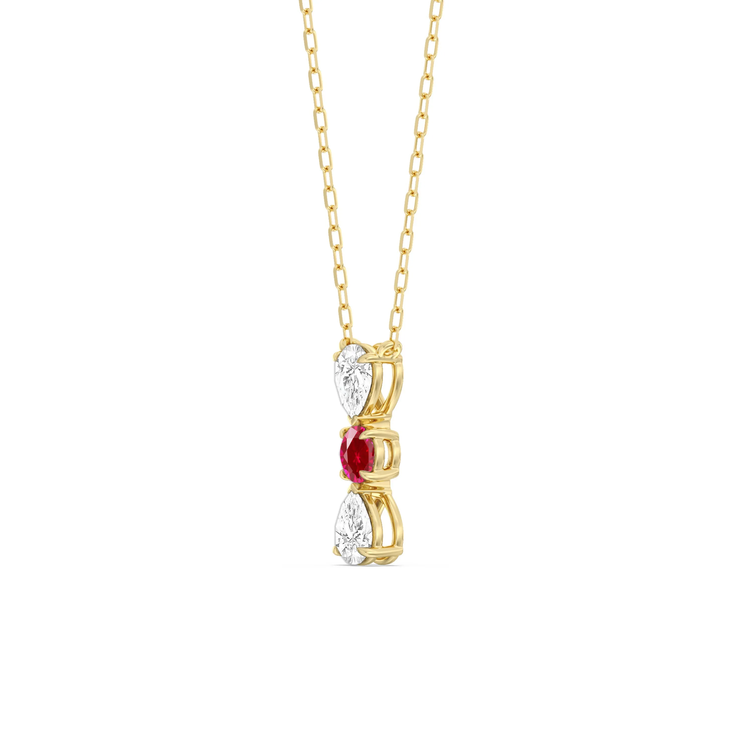 Ruby and Diamond Shimmering Cascade Necklace