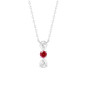 Ruby and Diamond Shimmering Cascade Necklace