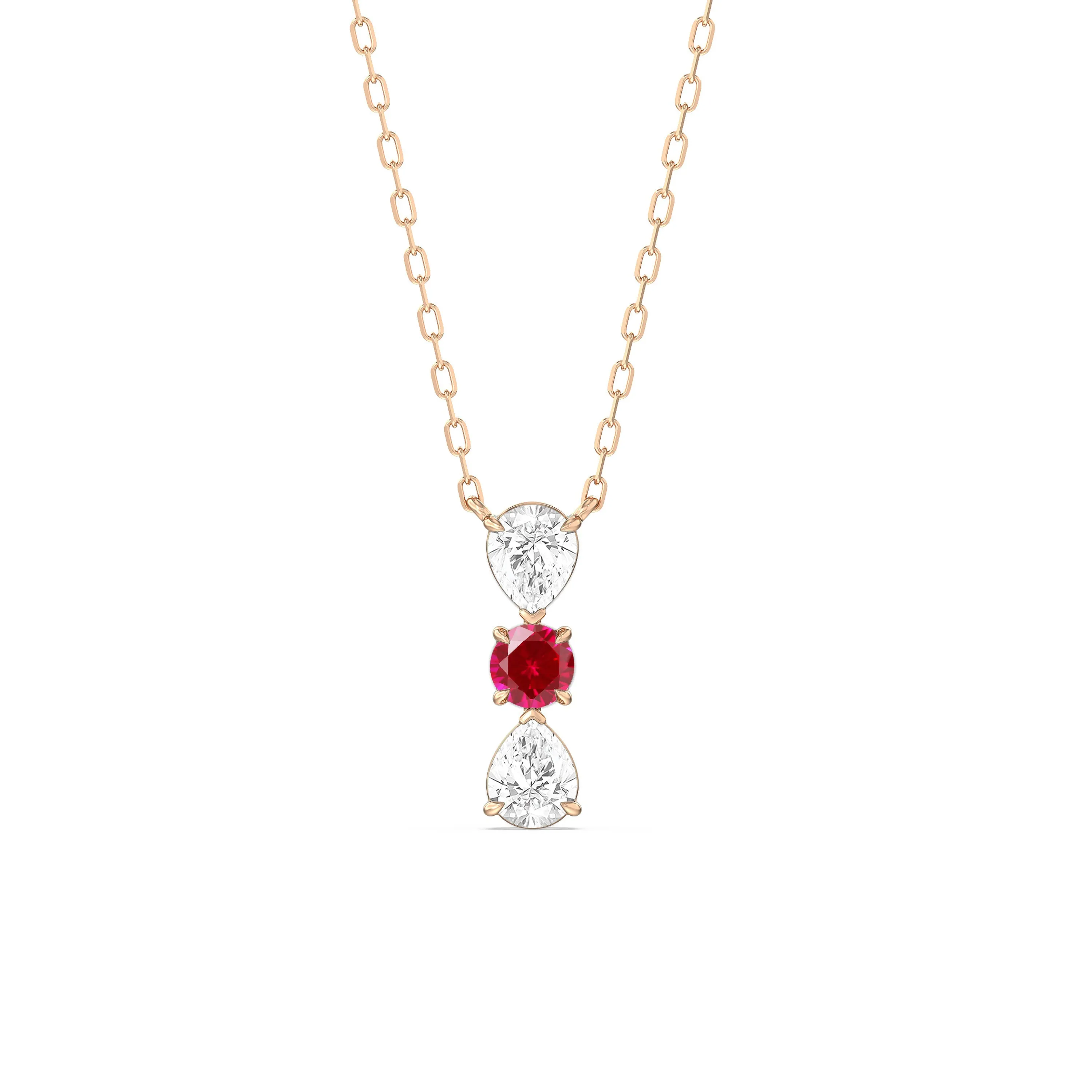 Ruby and Diamond Shimmering Cascade Necklace