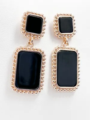 Ruby - Black   Gold Drop Earrings