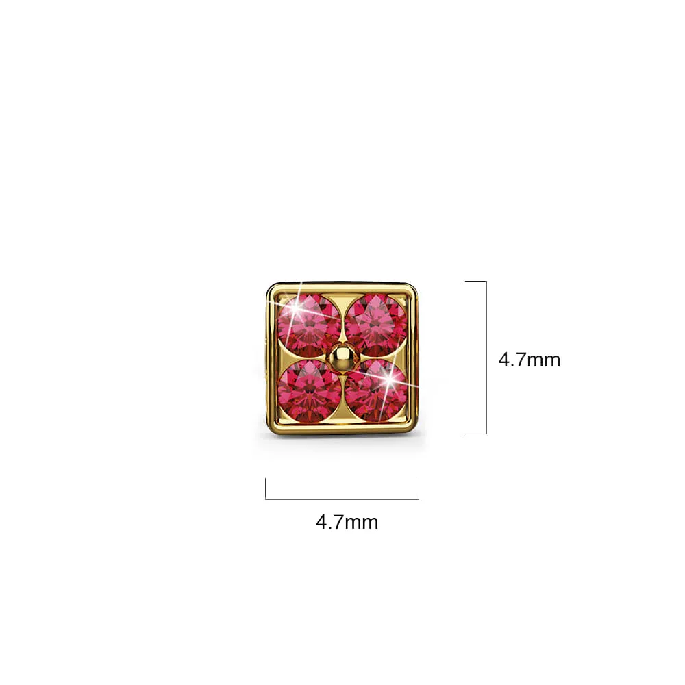 Rubyflora Stud Earrings Encased in 18k Gold