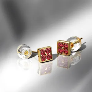 Rubyflora Stud Earrings Encased in 18k Gold