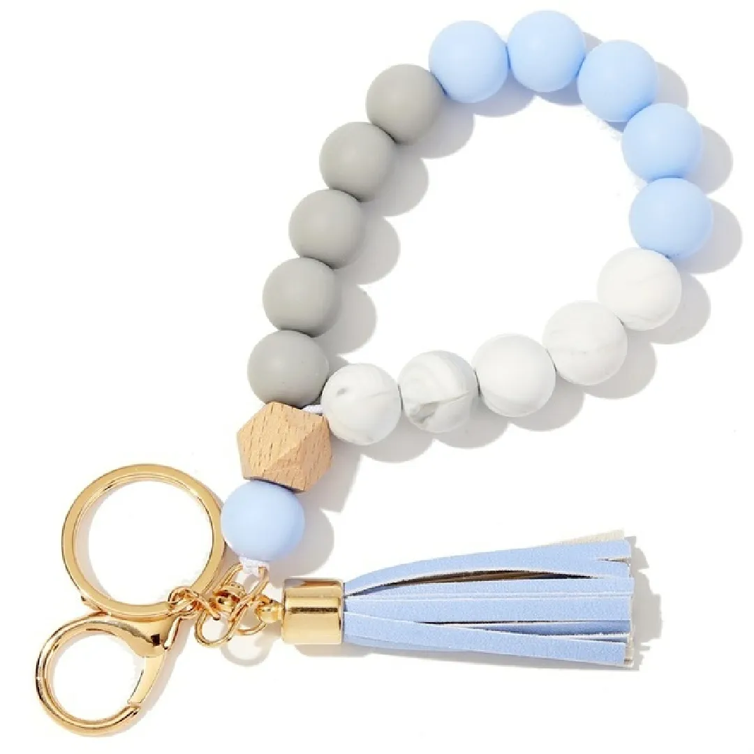 Silicone Keychain Bracelet with Tassel