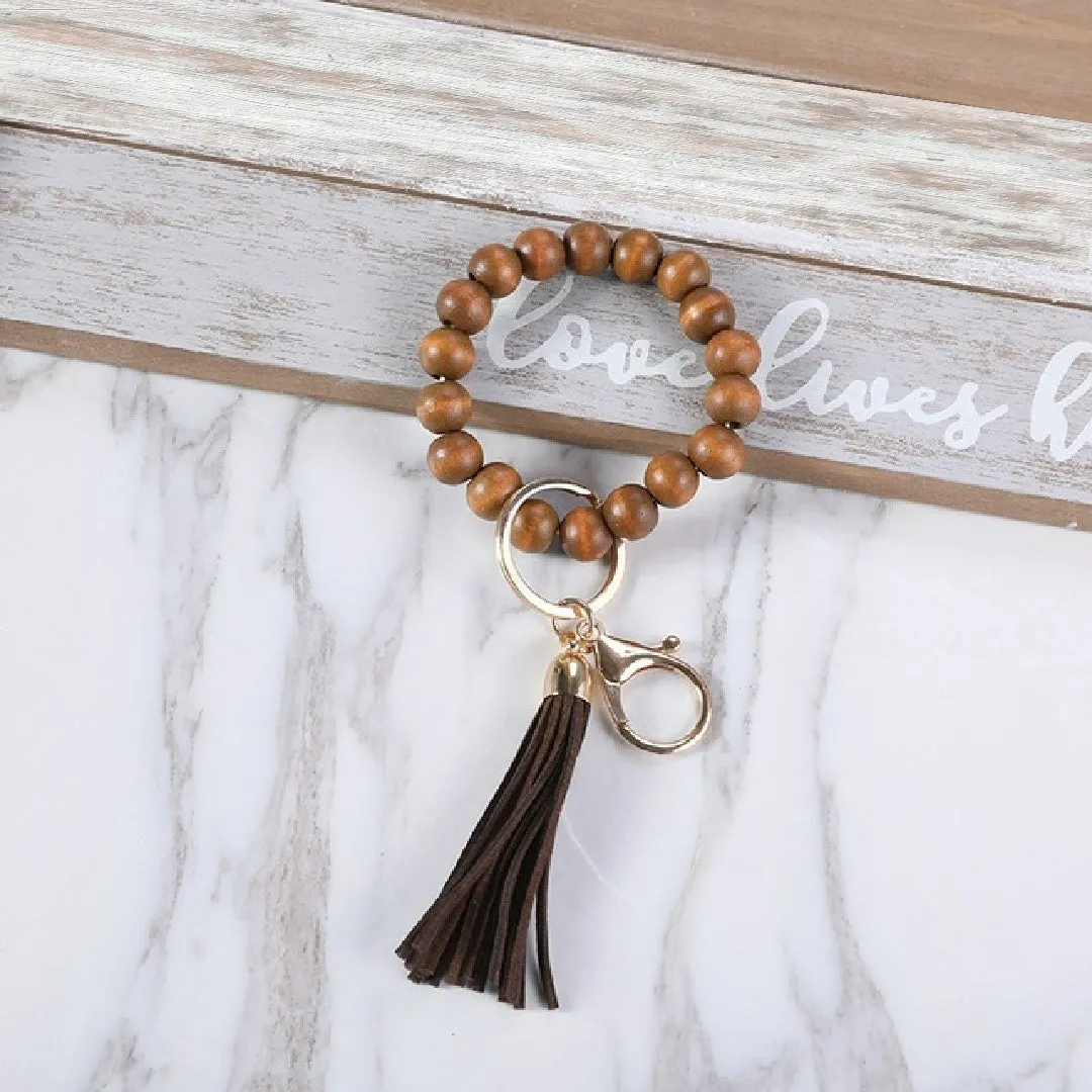 Silicone Keychain Bracelet with Tassel
