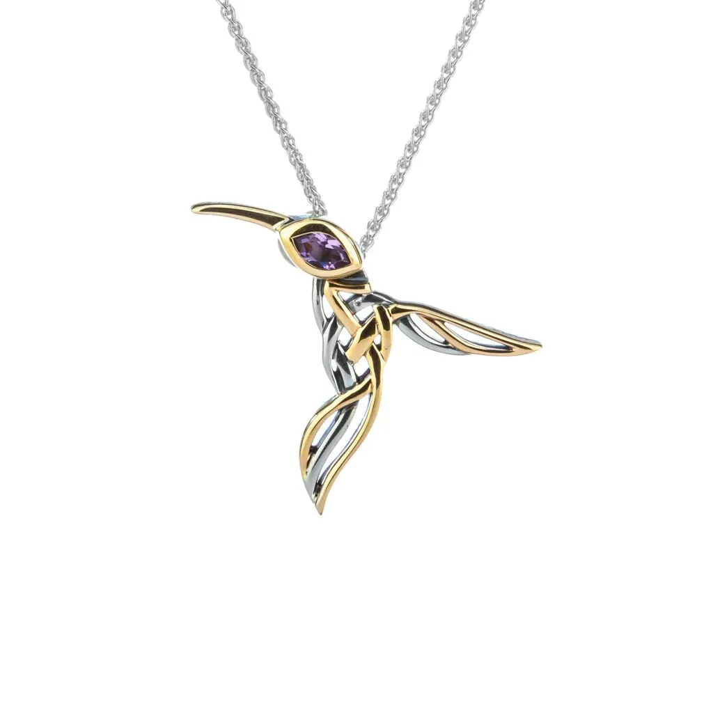 Silver And 10k Gold Hummingbird Pendants | Keith Jack