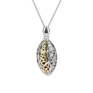 Silver And 10k Yellow Gold Eternity Leaf Pendant | Keith Jack