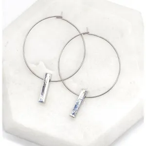 Silver Bar Hoop Earrings