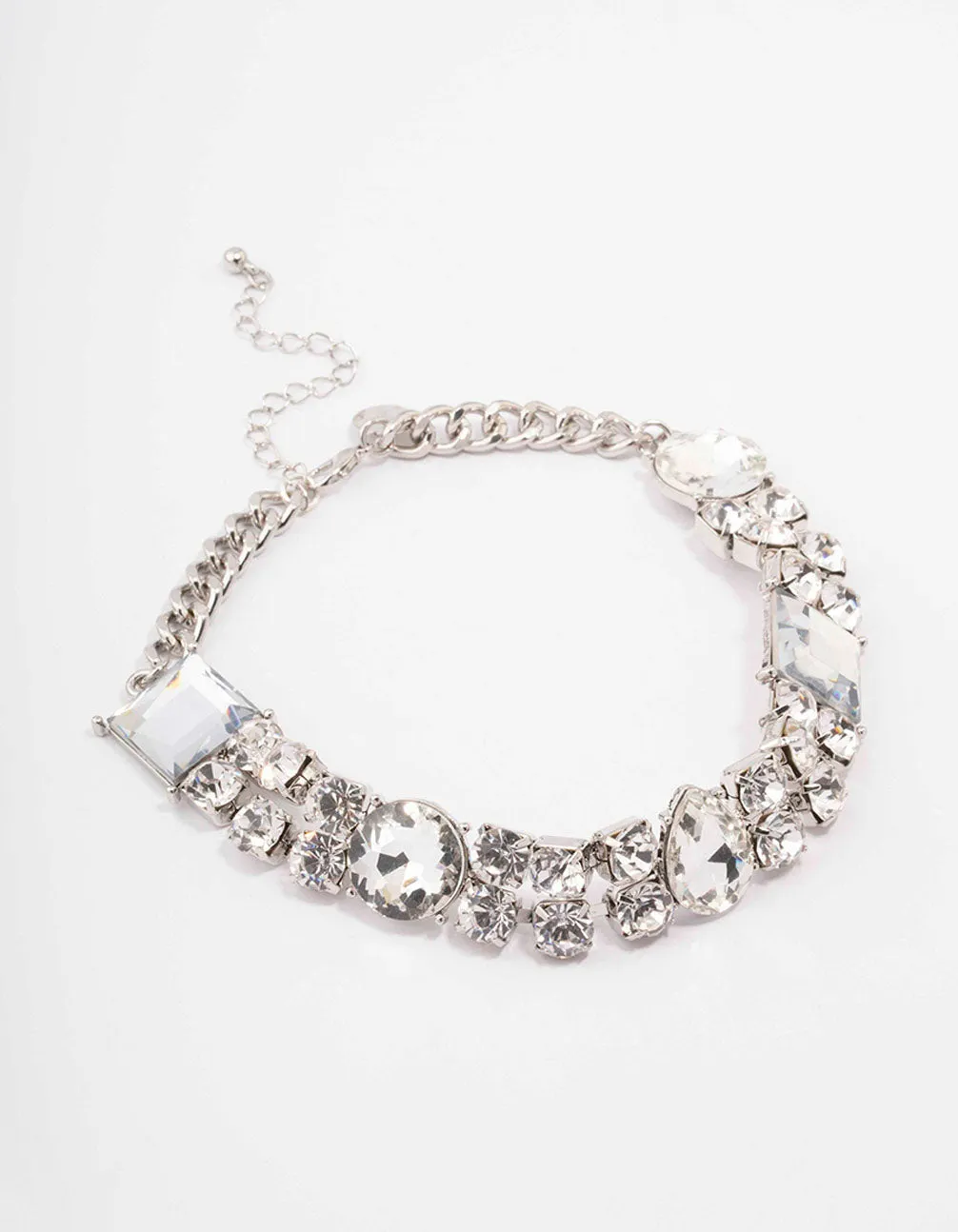 Silver Large Cluster Stone Choker