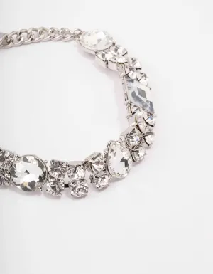 Silver Large Cluster Stone Choker