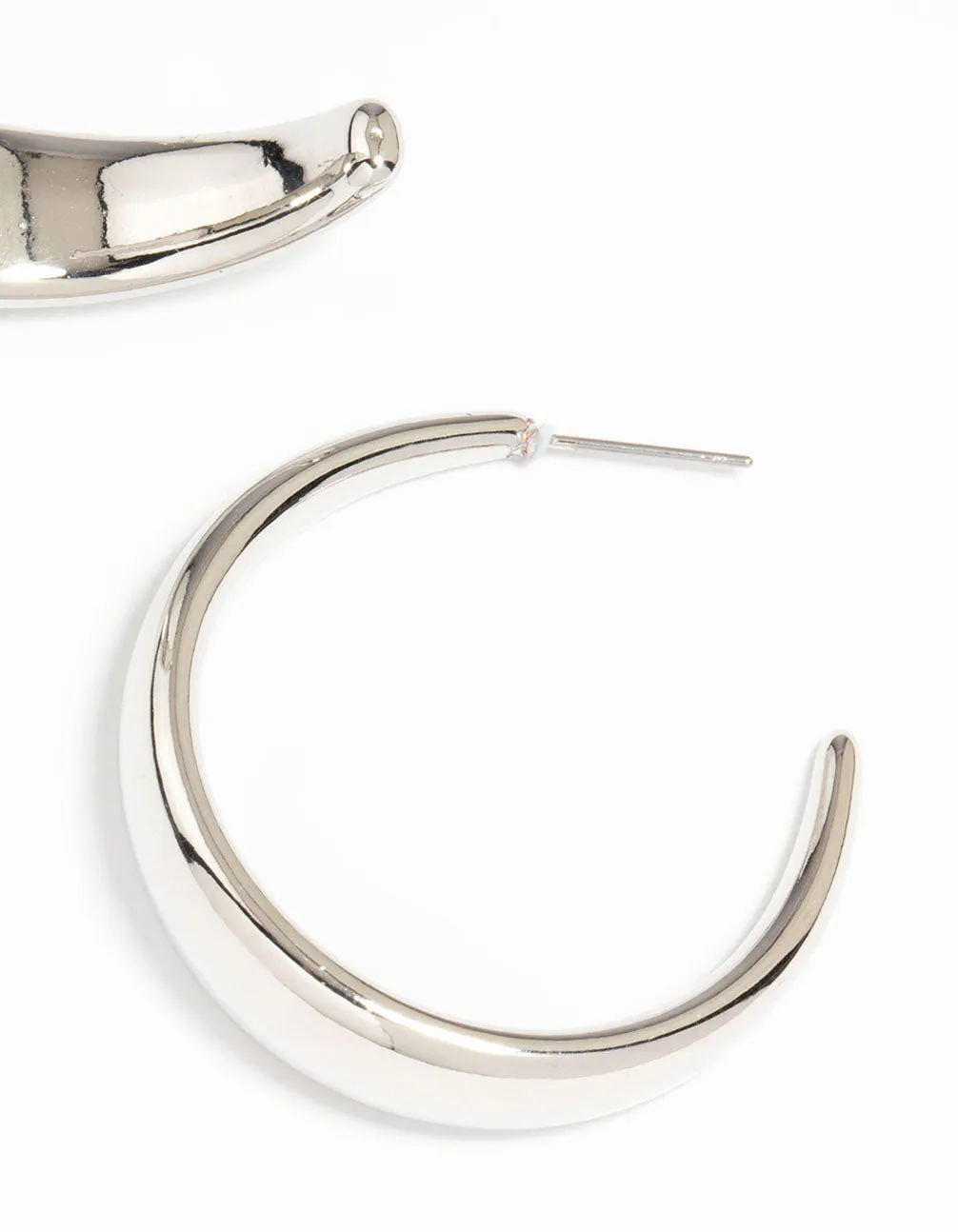 Silver Tapered Hoop Earrings
