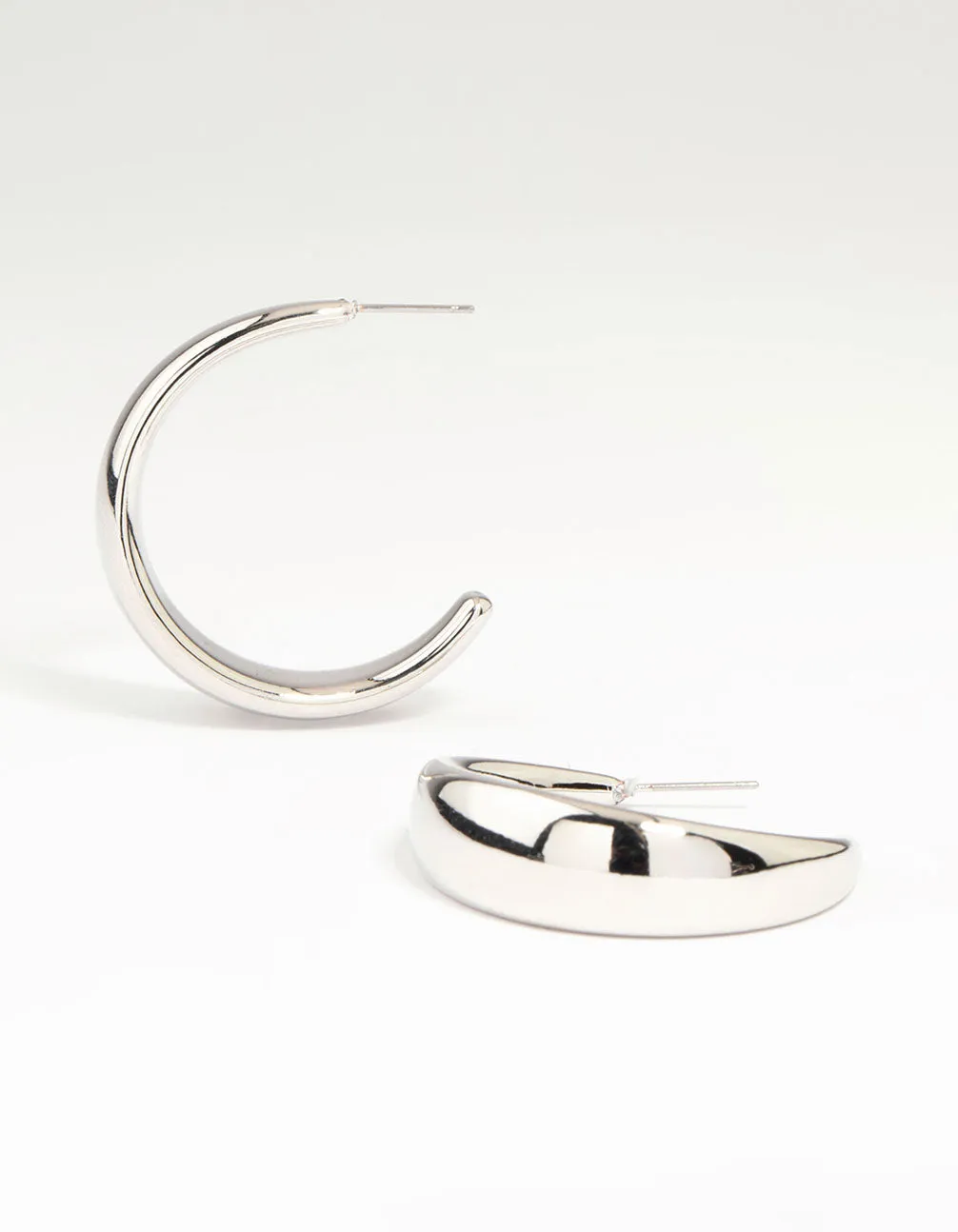 Silver Tapered Hoop Earrings