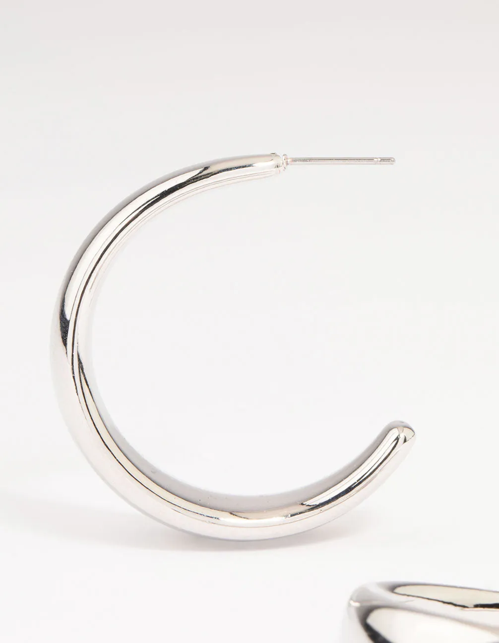 Silver Tapered Hoop Earrings