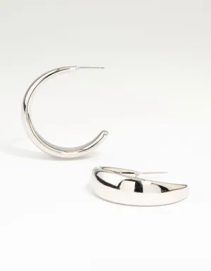 Silver Tapered Hoop Earrings