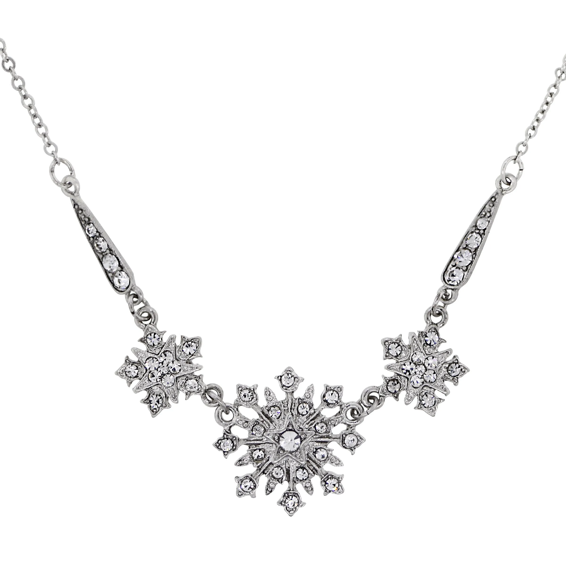 SILVER-TONE CRYSTAL BELLE EPOCH STARBURST STATEMENT NECKLACE 16 ADJ.-17533