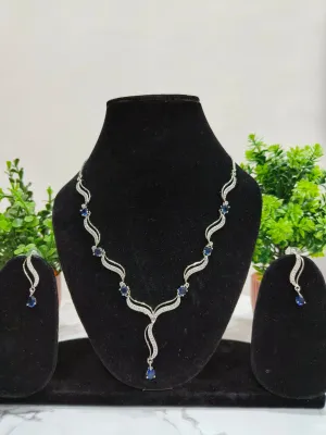 Sleek AD Stones Necklace with Elegant Earrings