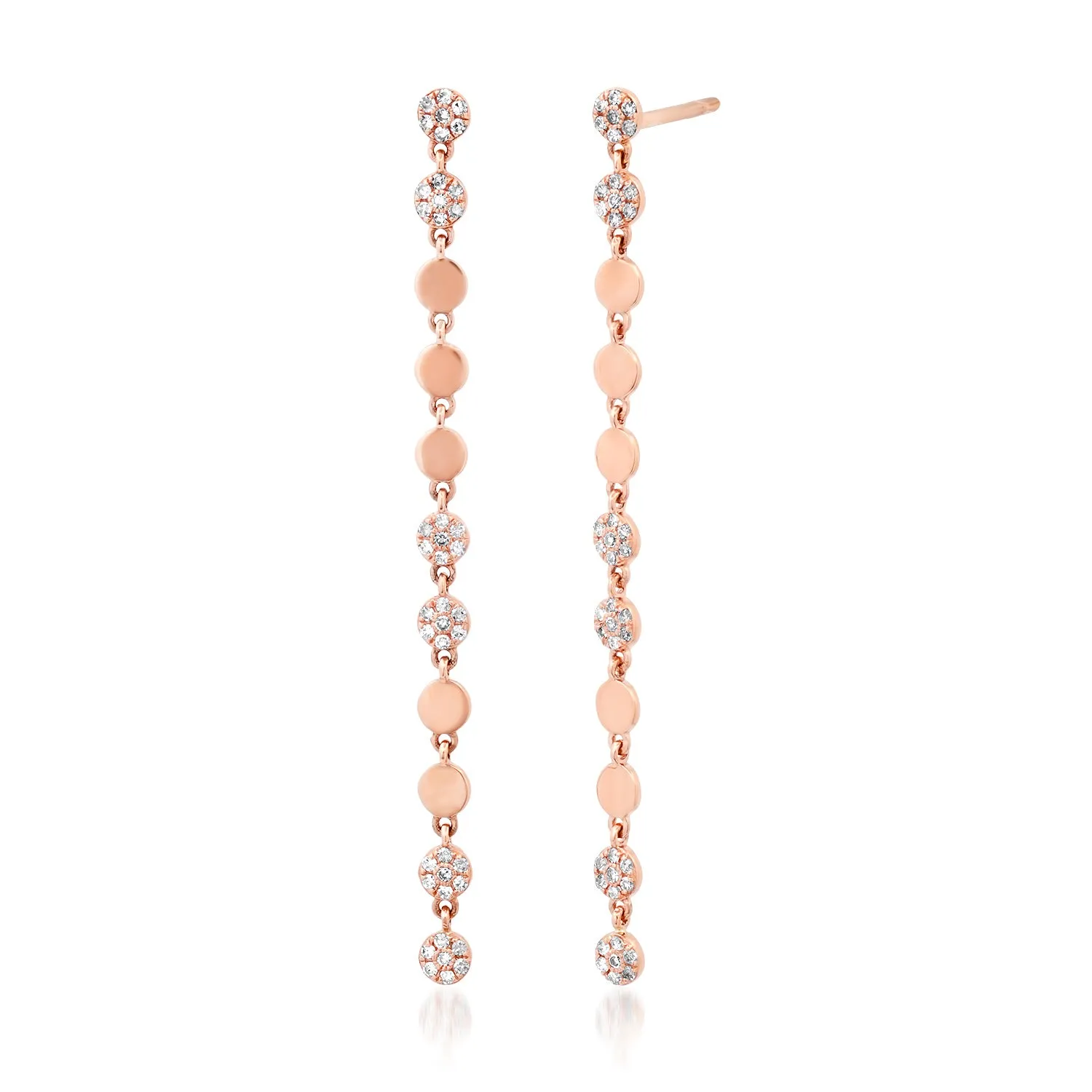 Sleek Diamond Disk Drop Earrings