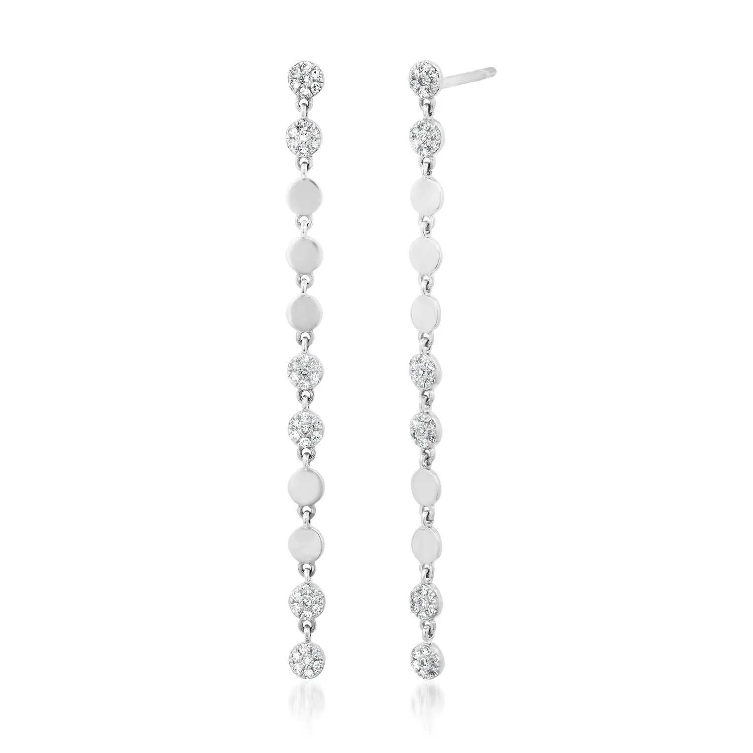 Sleek Diamond Disk Drop Earrings