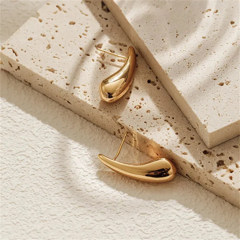 Sleek Drop Gold Earrings