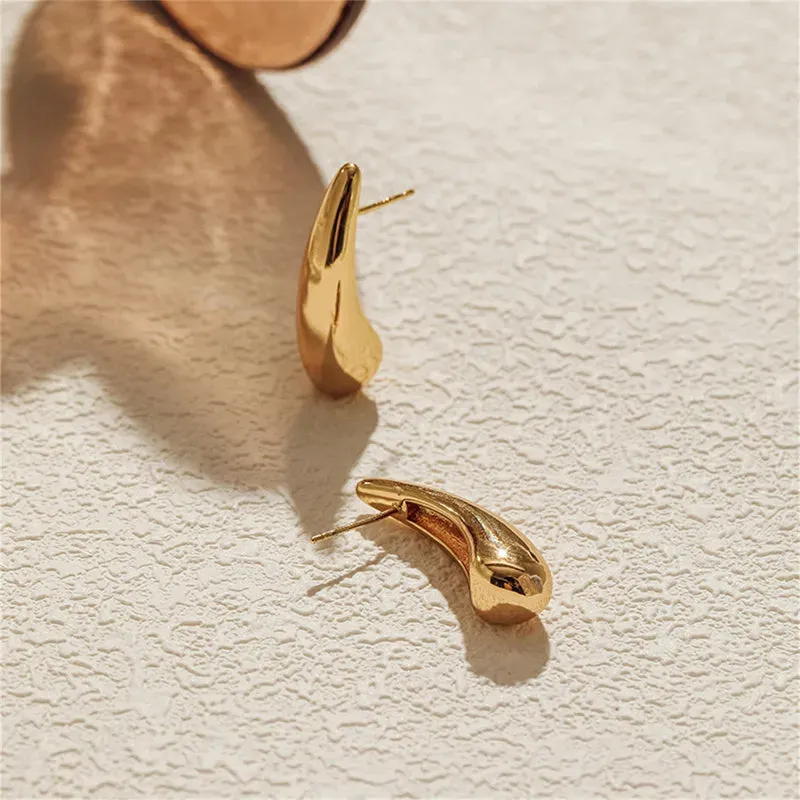 Sleek Drop Gold Earrings