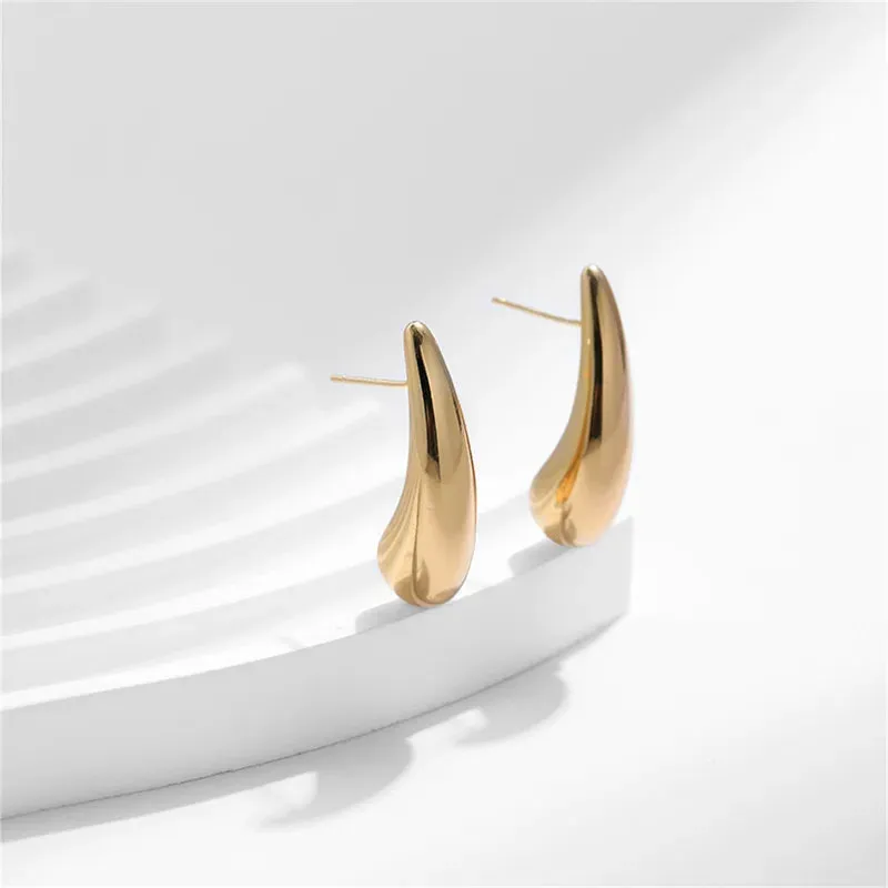 Sleek Drop Gold Earrings