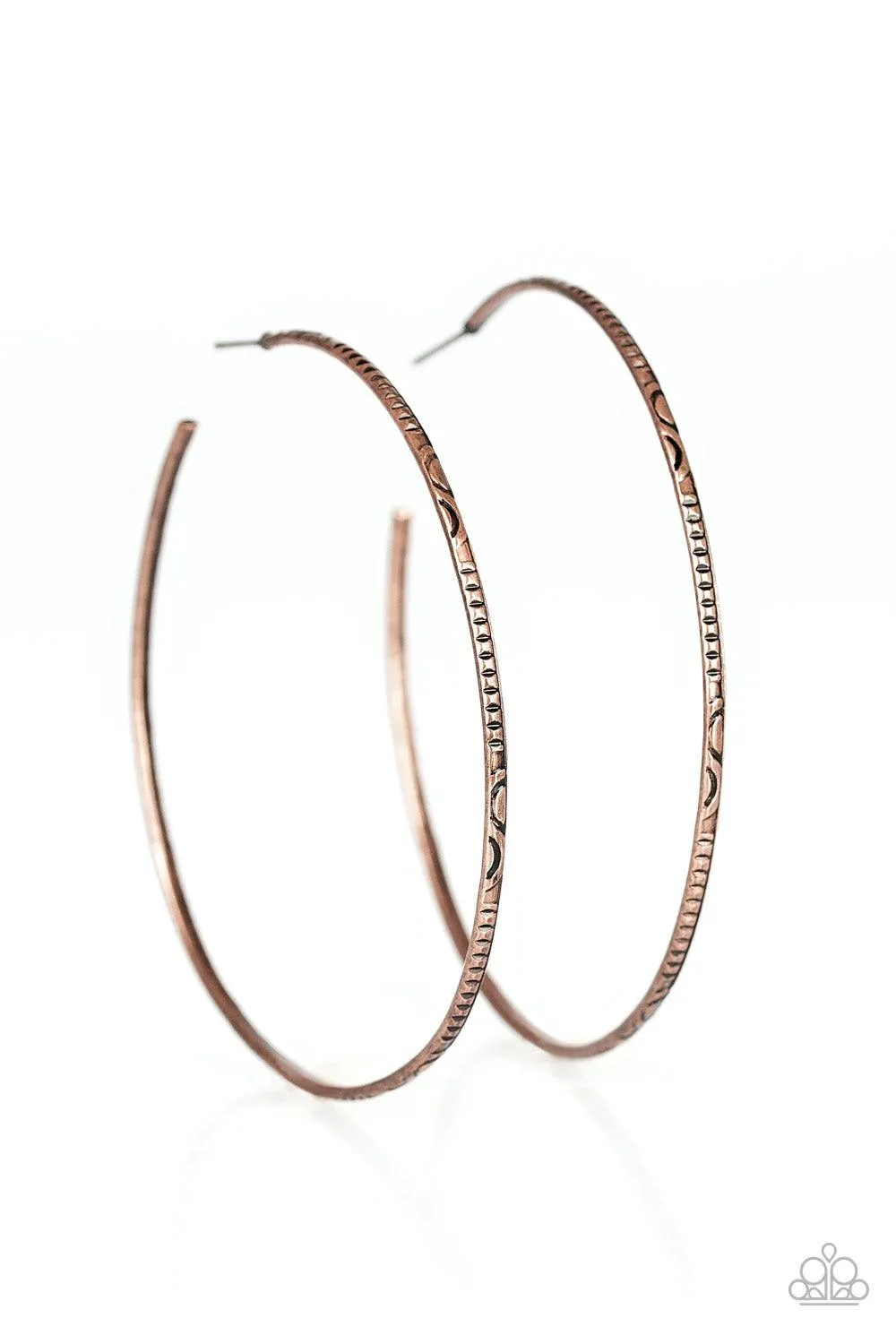 Sleek Fleek - Copper Hoop Earring-Paparazzi