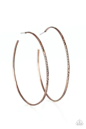 Sleek Fleek - Copper Hoop Earring-Paparazzi