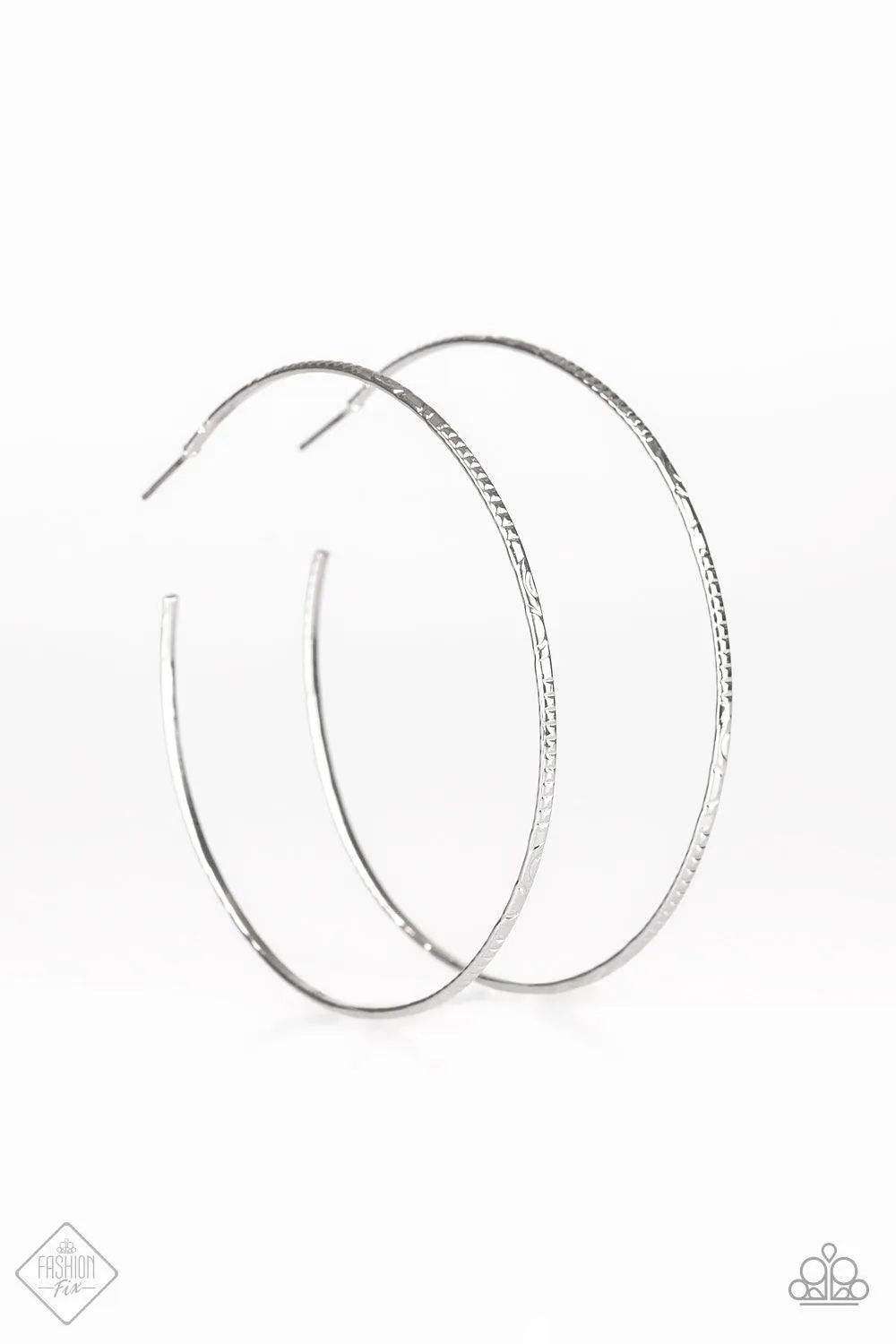 Sleek Fleek - Silver Post Hoop Earring-Paparazzi