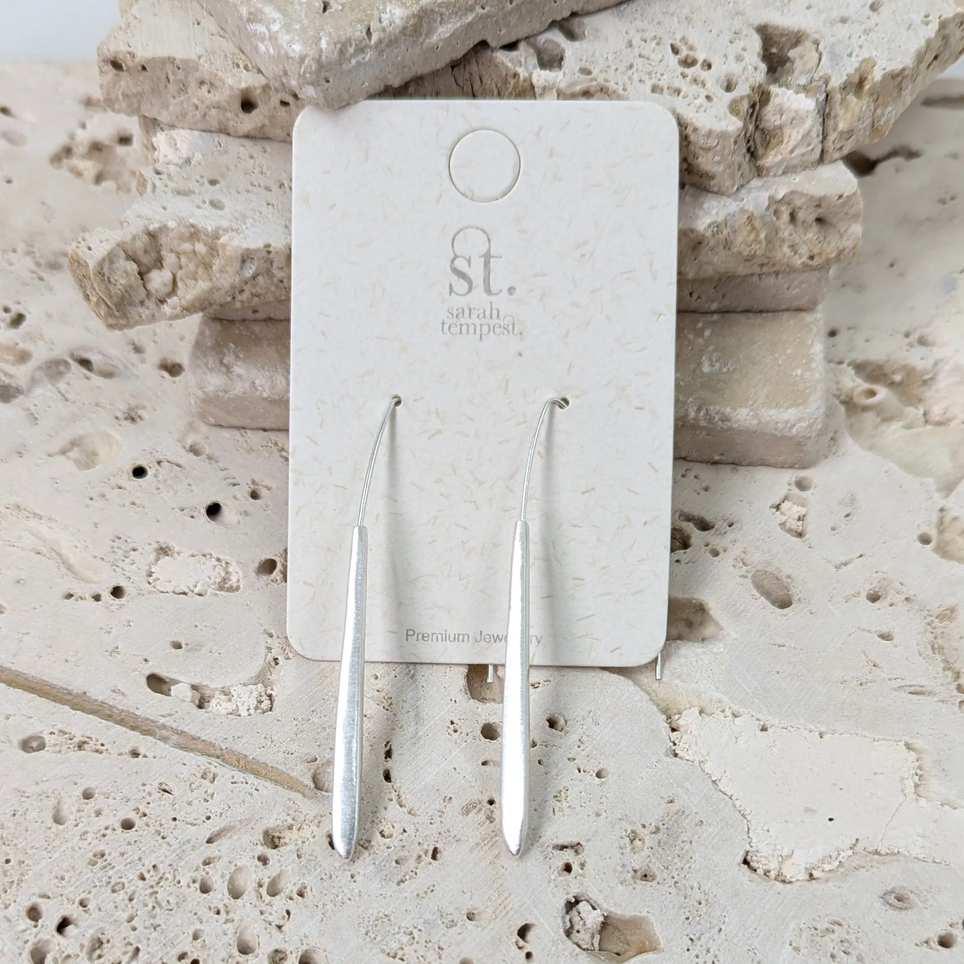 Sleek organic bar earrings