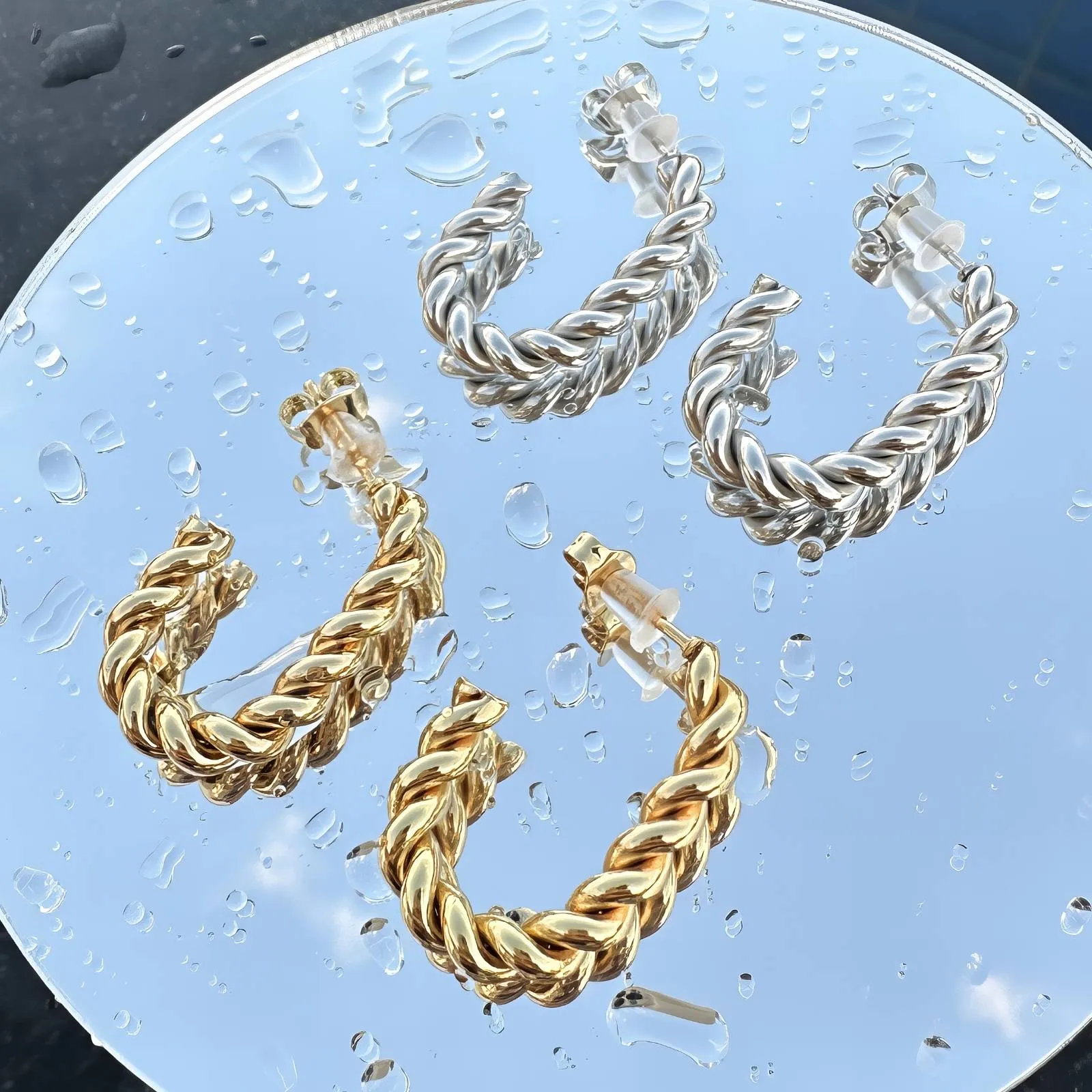 Sleek Rope Hoops – 18K Gold-Plated, Tarnish-Free & Hypoallergenic