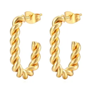 Sleek Rope Hoops – 18K Gold-Plated, Tarnish-Free & Hypoallergenic