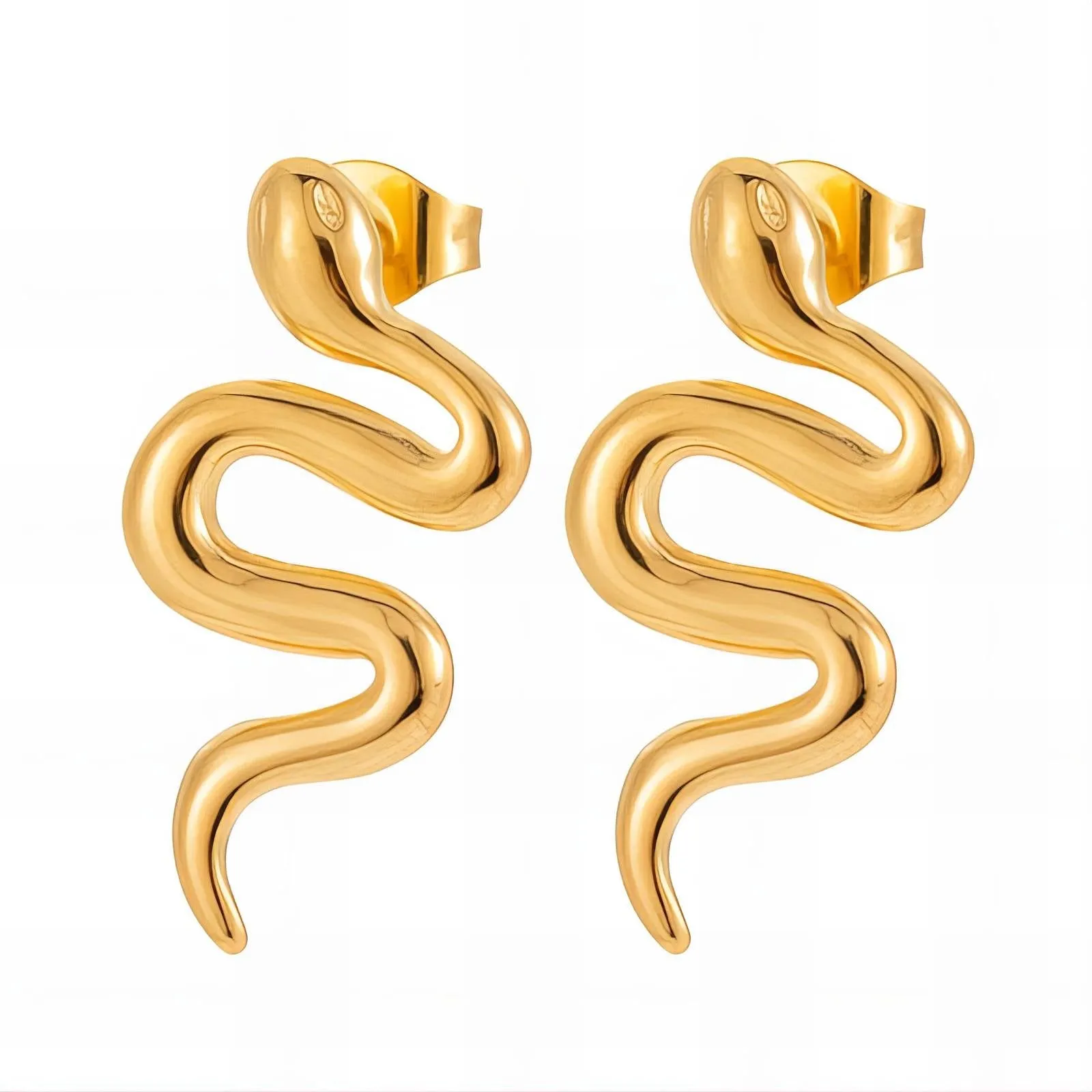 Sleek Snake Studs – 18K Gold-Plated, Tarnish-Free & Hypoallergenic