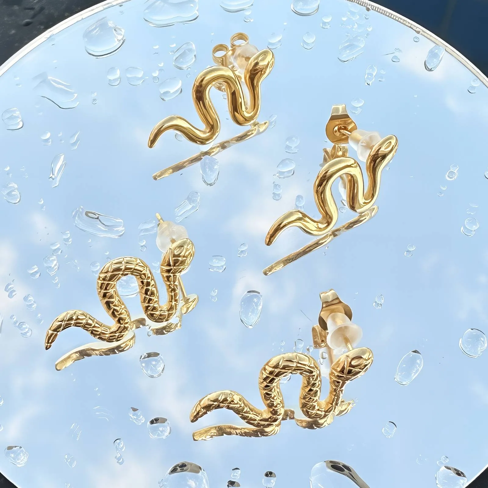 Sleek Snake Studs – 18K Gold-Plated, Tarnish-Free & Hypoallergenic