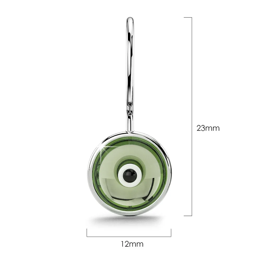 Solid 925 Sterling Silver Saucers Earrings Green