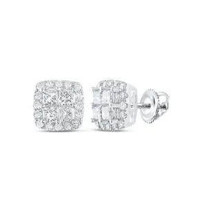 Sparkling Princess Cut Diamond Square Earrings in 14kt White Gold - A Timeless Treasure